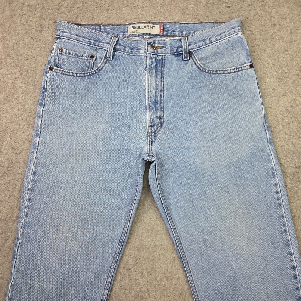 Vintage Levis 505 Regular Fit Jeans Mens 36x32 Light Wash Denim Straight Leg Y2K